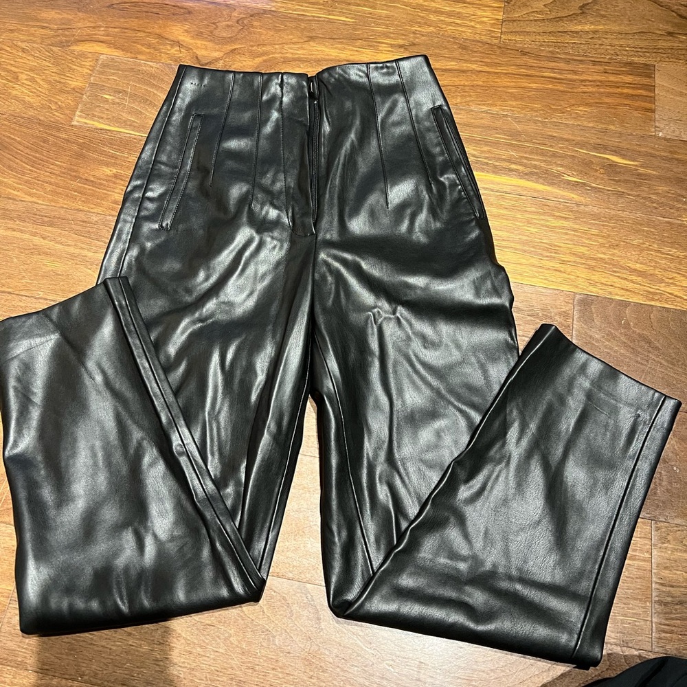 Zara Leather Straight Pants